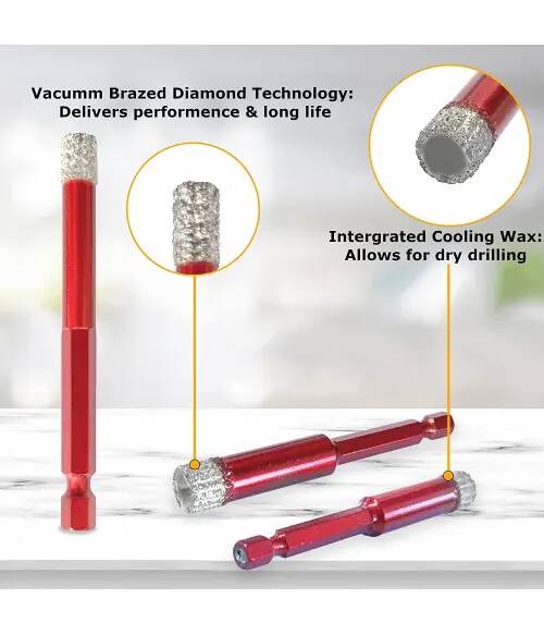  Wiertło diamentowe 10mm HEX otwornica gres koronka - zdjecie nr 2