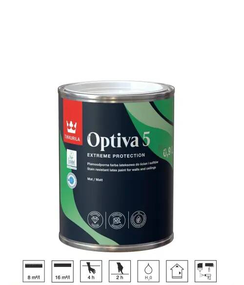 Tikkurila Optiva 5 farba lateksowa 1 klasa 0.9l [C] Tikkurila