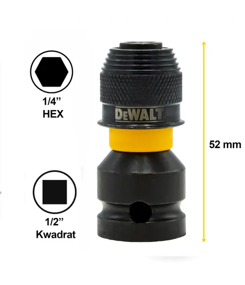 DeWalt Adapter kluczy udarowych ½ kwadrat - ¼ Hex DeWalt DT7508  - zdjecie nr 2