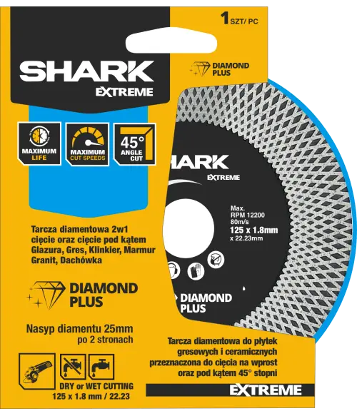 Shark Tarcza Diamentowa 125mm M14  do cięcia i szlifowania gresu SHARK - zdjecie nr 1