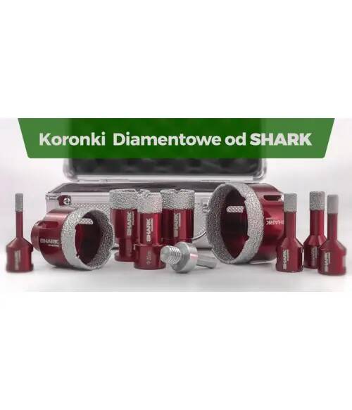 Shark Zestaw 10szt koronek diamentowych M14 do gresu w walizce + Adapter Shark - zdjecie nr 1